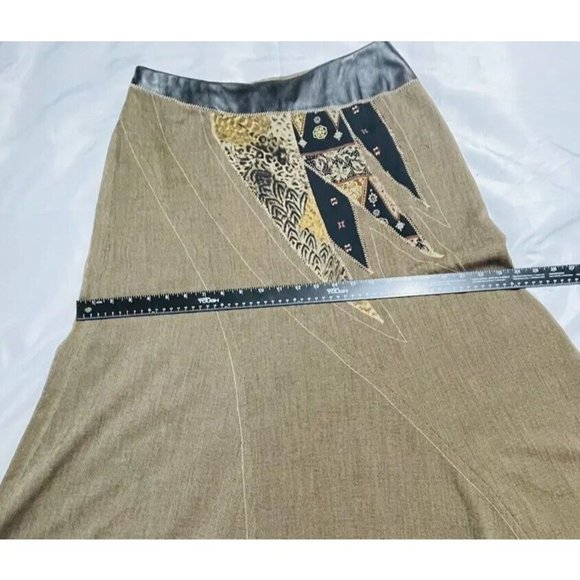 KOOS OF COURSE ART TO WEAR Skirt Tweed Animal Print Leather Women's Size 12 - Picture 6 of 10